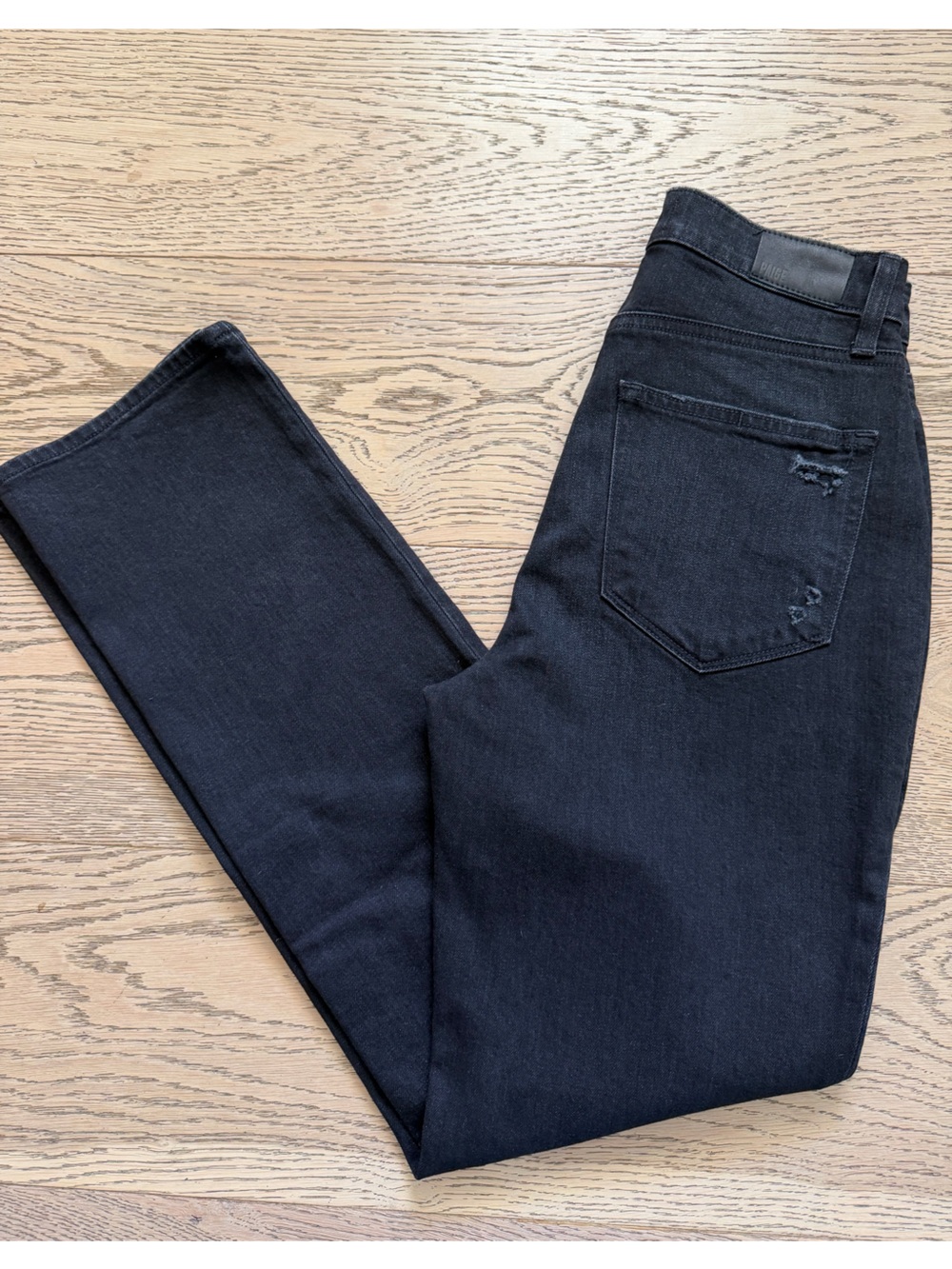 PAIGE women's Knockout Skinny Black Jeans with Subtle Distress